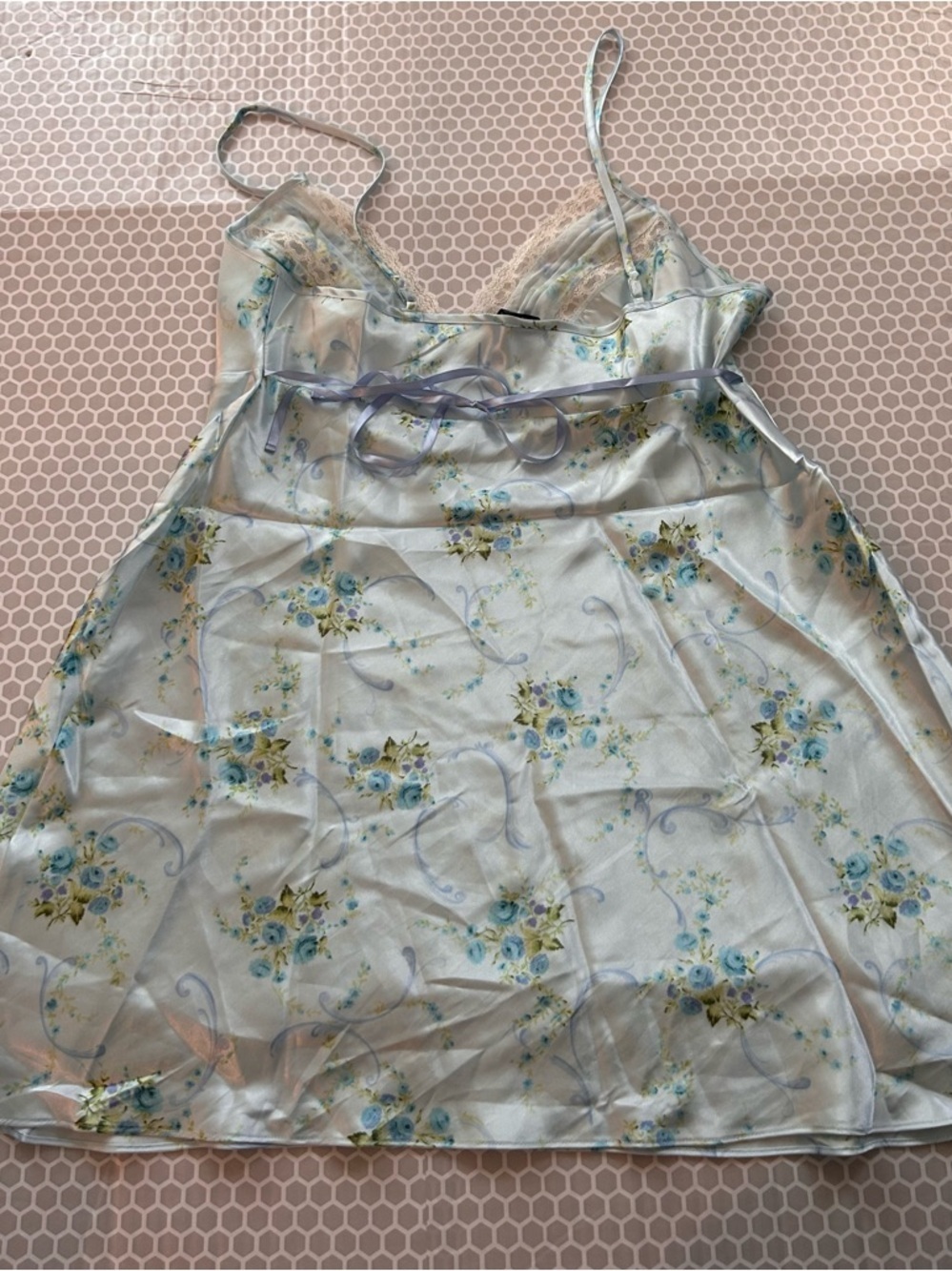 Secret Treasures Blue Floral Satin Chemise Size XL - Picture 2 of 11